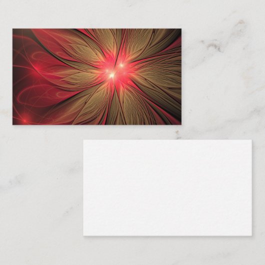 赤いファンシーのフラクタル花 プレイスカード (正面/裏面)