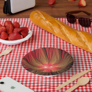 赤いファンシーのフラクタル花 ペーパーボウル