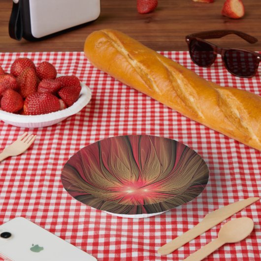 赤いファンシーのフラクタル花 ペーパーボウル (ピクニック)