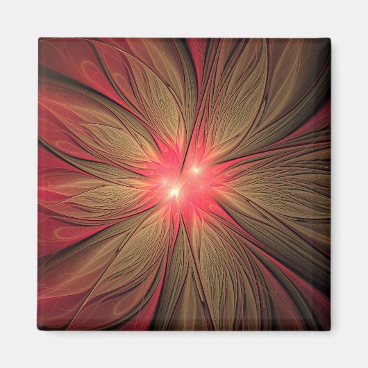 赤いファンシーのフラクタル花 マグネット (正面)