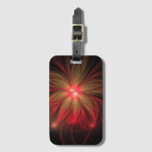 赤いファンシーのフラクタル花 ラゲッジタグ (正面縦)