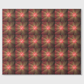 赤いファンシーのフラクタル花 ラッピングペーパー (フラット)