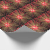 赤いファンシーのフラクタル花 ラッピングペーパー (角)