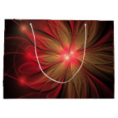 赤いファンシーのフラクタル花 ラージペーパーバッグ (裏面)
