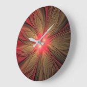 赤いファンシーのフラクタル花 ラージ壁時計 (傾斜)