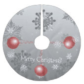 赤いファンシークリスマス飾りツリースカート ブラッシュドポリエステルツリースカート (正面)