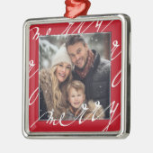 赤いファンシースクリプメリート「クリスマス写真 メタルオーナメント (左)