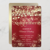 赤いファンシー糸で金ゴールドが輝く 招待状 (正面/裏面)