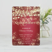 赤いファンシー糸で金ゴールドが輝く 招待状 (スタンド正面)