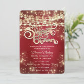 赤いファンシー糸エレガントで金ゴールドが輝く 招待状 (スタンド正面)