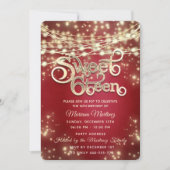 赤いファンシー糸エレガントで金ゴールドが輝く 招待状 (正面)