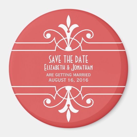 赤いファンシー装飾日の磁石を保存 マグネット (正面)