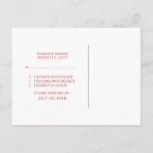 赤いファンシー装飾用RSVPポストカード インビテーションポストカード (裏面)