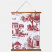 赤いファームハウス・トワール風景の木のパターン 吊り下げ型タペストリー (正面)