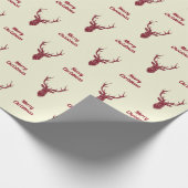 赤いフィリグリー鹿メリークリスマス ラッピングペーパー (角)