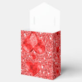 赤いフェイクグリッターとハート液滴 フェイバーボックス (オープン)