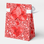 赤いフェイクグリッターとハート液滴 フェイバーボックス (裏面サイド)