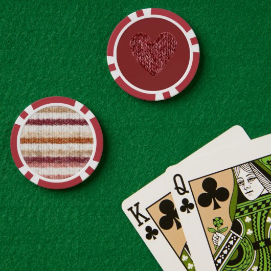 赤いフェイクニットハート ポーカーチップ (ポーカーテーブル (ダブル))