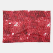 赤いフェイク連続パターンイメージ キッチンタオル (横)