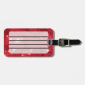 赤いフェイク連続パターンイメージ ラゲッジタグ (正面横)