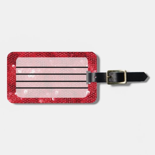 赤いフェイク連続パターンイメージ ラゲッジタグ (正面横)