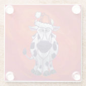 赤いフェイルドの牛のクリスマス ガラスコースター (裏面)