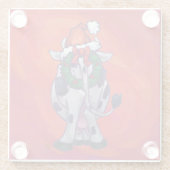 赤いフェイルドの牛のクリスマス ガラスコースター (裏面)