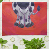 赤いフェイルドの牛のクリスマス キッチンタオル (折り畳み)