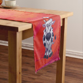 赤いフェイルドの牛のクリスマス ショートテーブルランナー (インサイチュ)