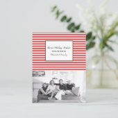 赤いフェスティバルのストライプな休日の写真 シーズンポストカード (スタンド正面)