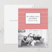 赤いフェスティバルのストライプな休日の写真 シーズンポストカード (正面/裏面)