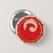 赤いフェニックスの鳥の紋章のバッジ 缶バッジ (正面&裏面)