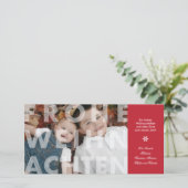 赤いフォトカードにWeihnachenの透明な写真 シーズンカード (スタンド正面)
