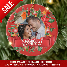 赤いフォトヴィンテージツリーパーソナライズされた飾り セラミックオーナメント