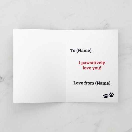 赤いフォーンのフレンチブルドッグのバレンタインデーカード カード (内部)