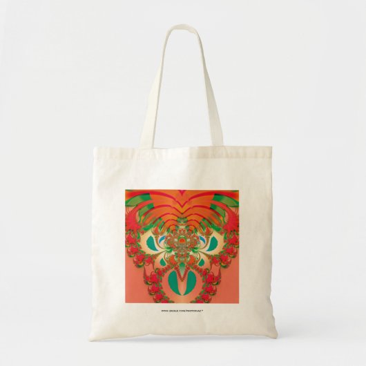 赤いフクロウのフラクタル抽象芸術 トートバッグ (正面)