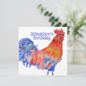 赤いフクロウの少年の誕生日パーティー招待状 招待状 (スタンド正面)