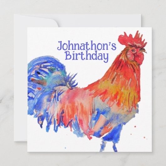 赤いフクロウの少年の誕生日パーティー招待状 招待状 (正面)