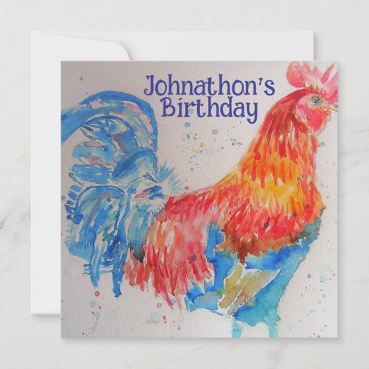赤いフクロウの少年の誕生日パーティー招待状 招待状 (正面)