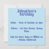 赤いフクロウの少年誕生日パーティー招待状 招待状 (裏面)