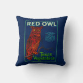 赤いフクロウの野菜ラベル クッション (裏面)