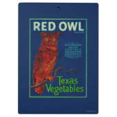 赤いフクロウの野菜ラベル クリップボード (裏面)