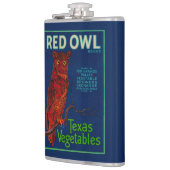 赤いフクロウの野菜ラベル フラスク (左)