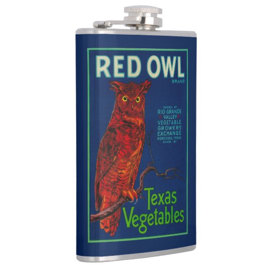 赤いフクロウの野菜ラベル フラスク (右)