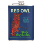 赤いフクロウの野菜ラベル フラスク (正面)