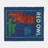 赤いフクロウの野菜ラベル フリースブランケット (正面(横))