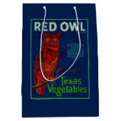 赤いフクロウの野菜ラベル ミディアムペーパーバッグ (正面)