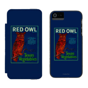 赤いフクロウの野菜ラベル iPhone SE/5/5sウォレットケース