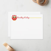 赤いフクロウ平らなNotecard ノートカード (正面/裏面インサイチュ)