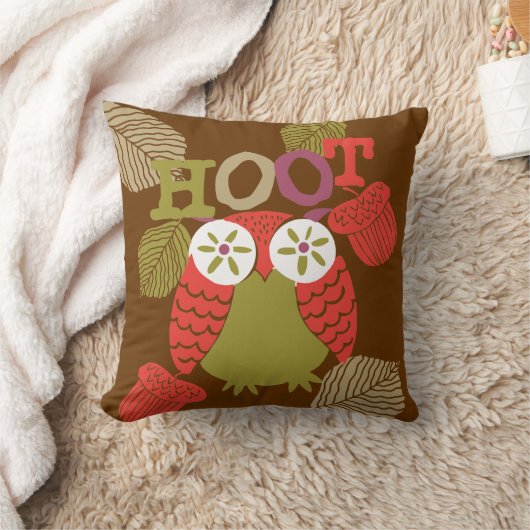 赤いフクロウ枕 クッション (ブランケット)